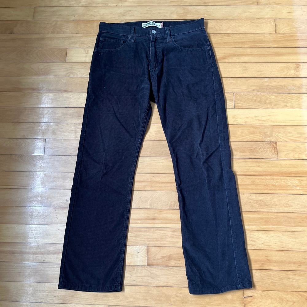 Levis 505 Straight Fit Corduroy Pants Mens 32x32 Charcoal Black Ribbed Cords